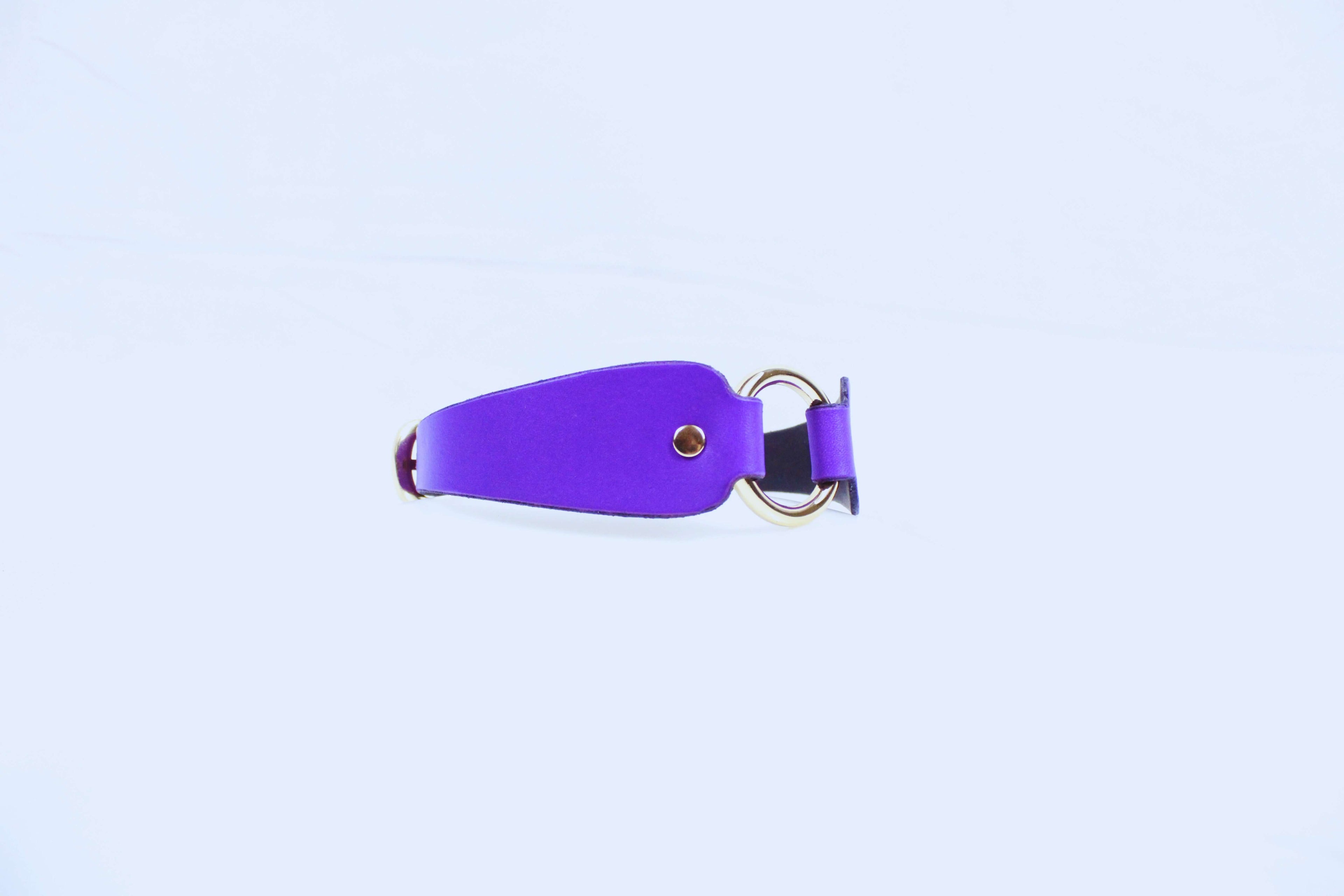 Submissive Collar with ring, purple leather day collar jewelry for devotion and connection.