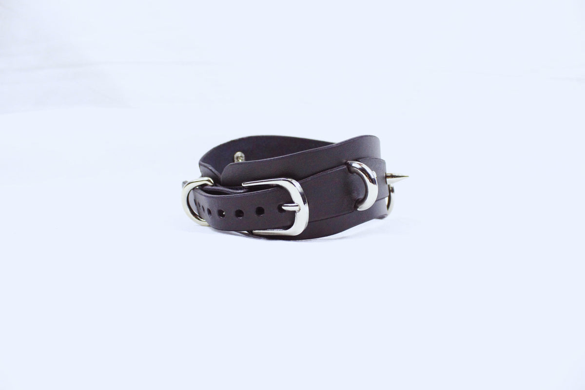 Handmade Leather Submissive Collar – Leather Spiked Strap Men Dom