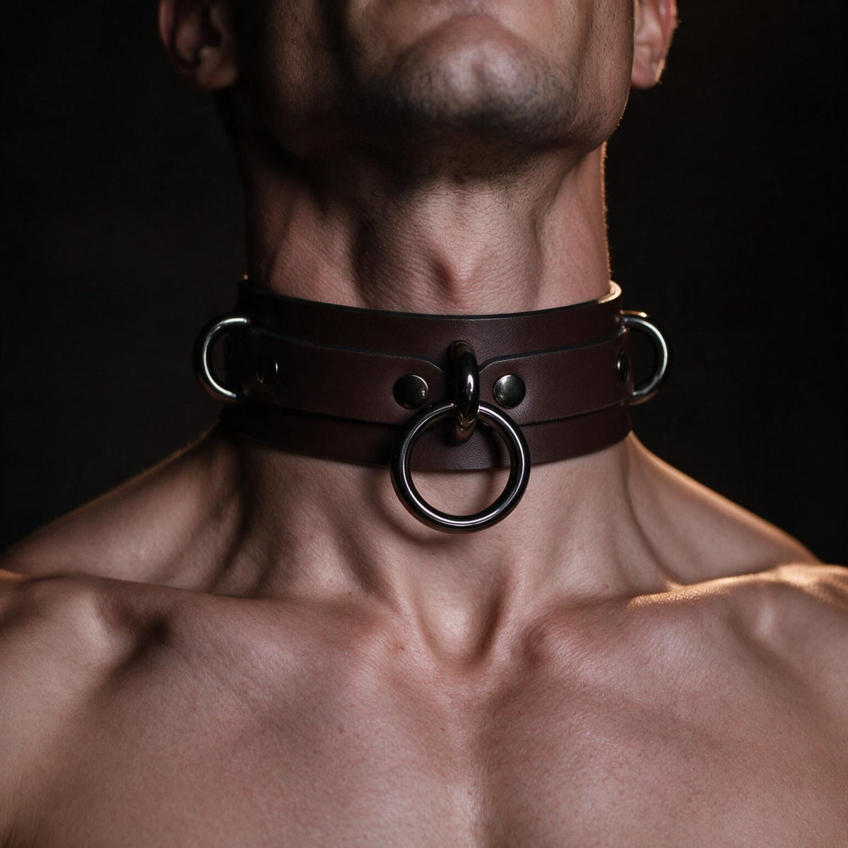 Men's Leather O-Ring Choker – BDSM Collar For Men Day