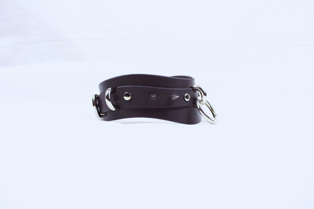 Handmade Leather Submissive Collar – Leather Spiked Strap Men Dom
