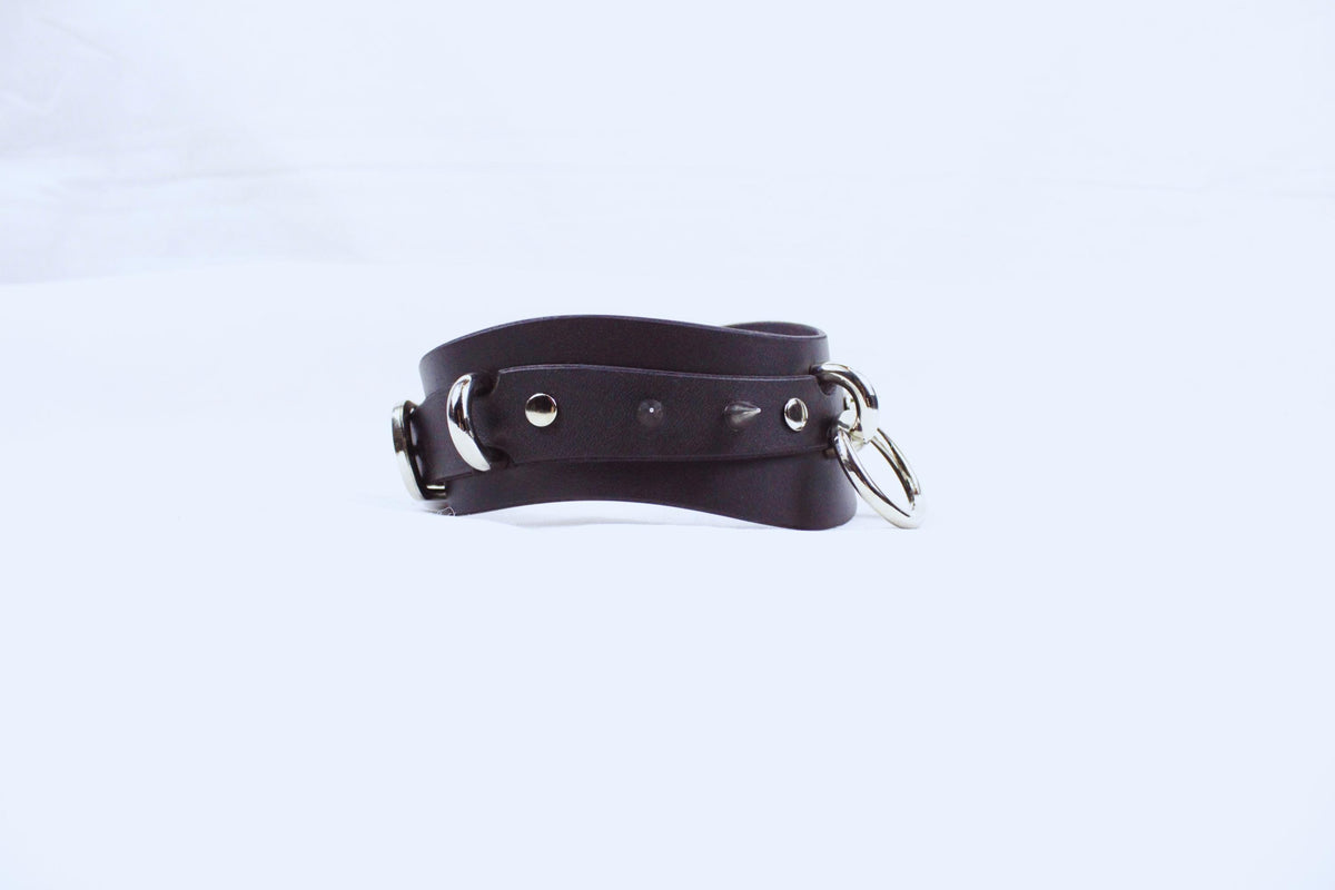 Handmade Leather Submissive Collar – Leather Spiked Strap Men Dom