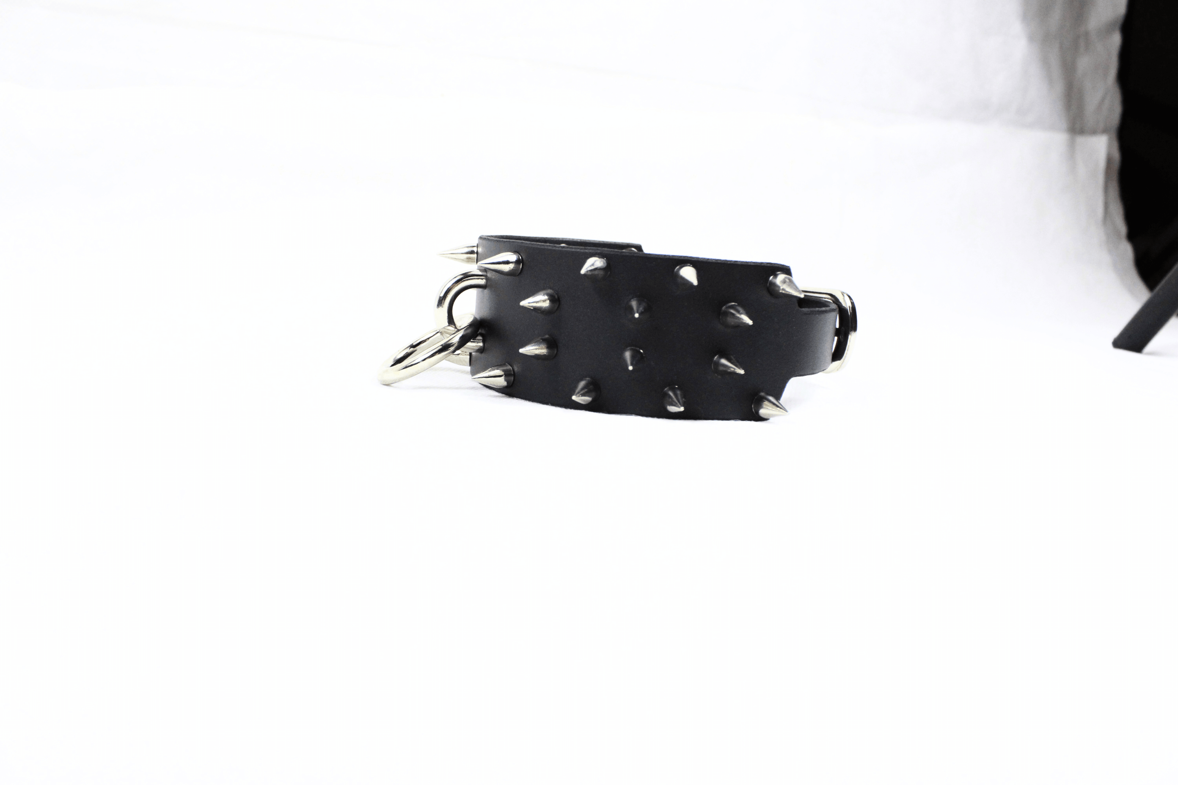 Rogue BDSM Collar – Spiked posture choker showcasing steel spikes and leather design.