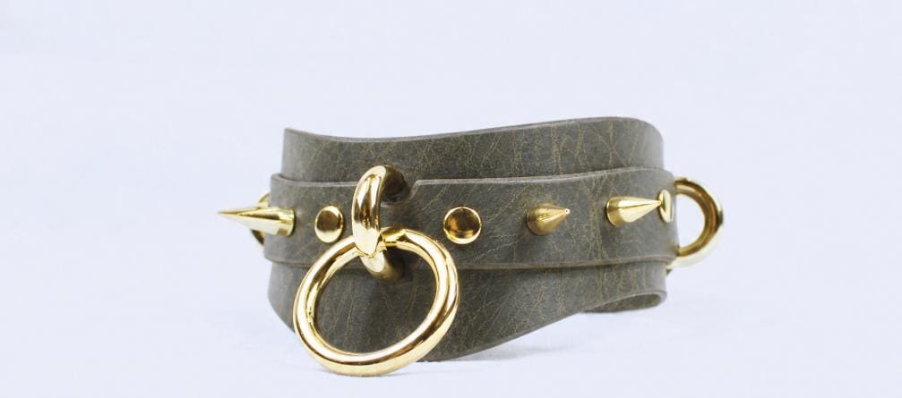 Handmade Leather Submissive Collar – Leather Spiked Strap Men Dom