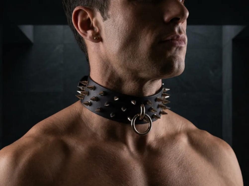 Men Spiked Leather, Collar – Bdsm Collar For Men Spiked Neckband,