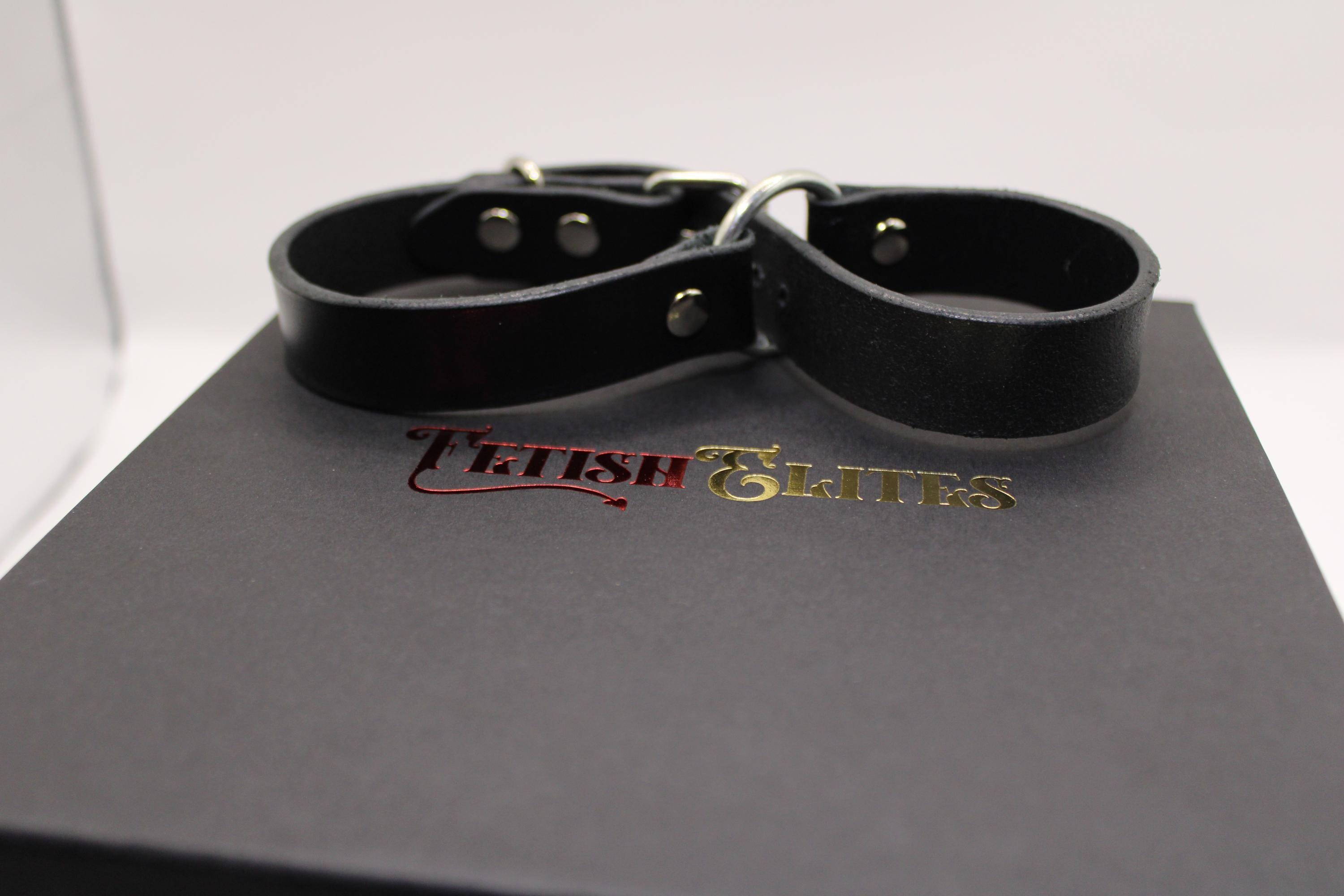 Brown Leather Wrist Cuffs Adjustable BDSM Bondage Restraints