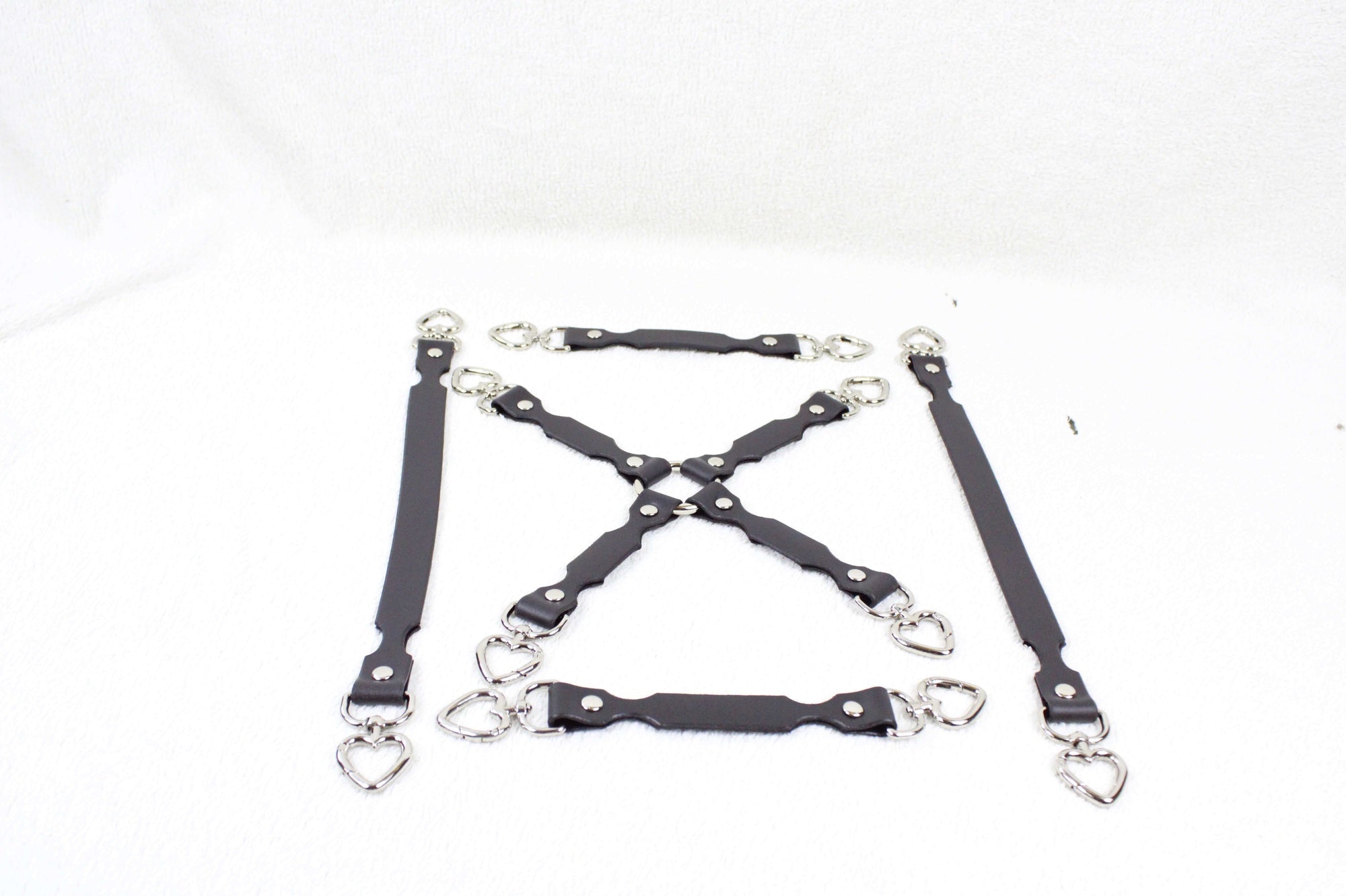 BDSM Gear Heavy-Duty Leather Hogtie Restraint with 4-Way Connector