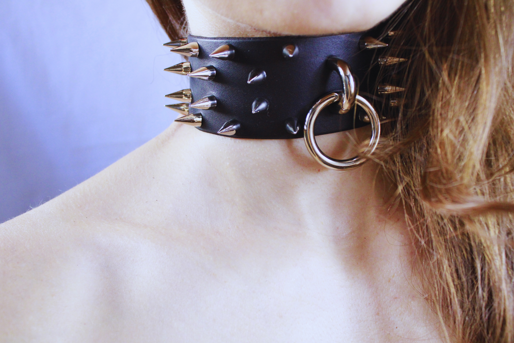 Rogue BDSM Collar – Spiked posture choker featuring double rings and elegant design for submissive and dom play.