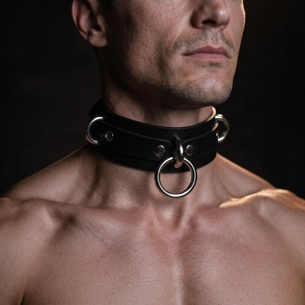 Men's Leather O-Ring Choker – BDSM Collar For Men Day