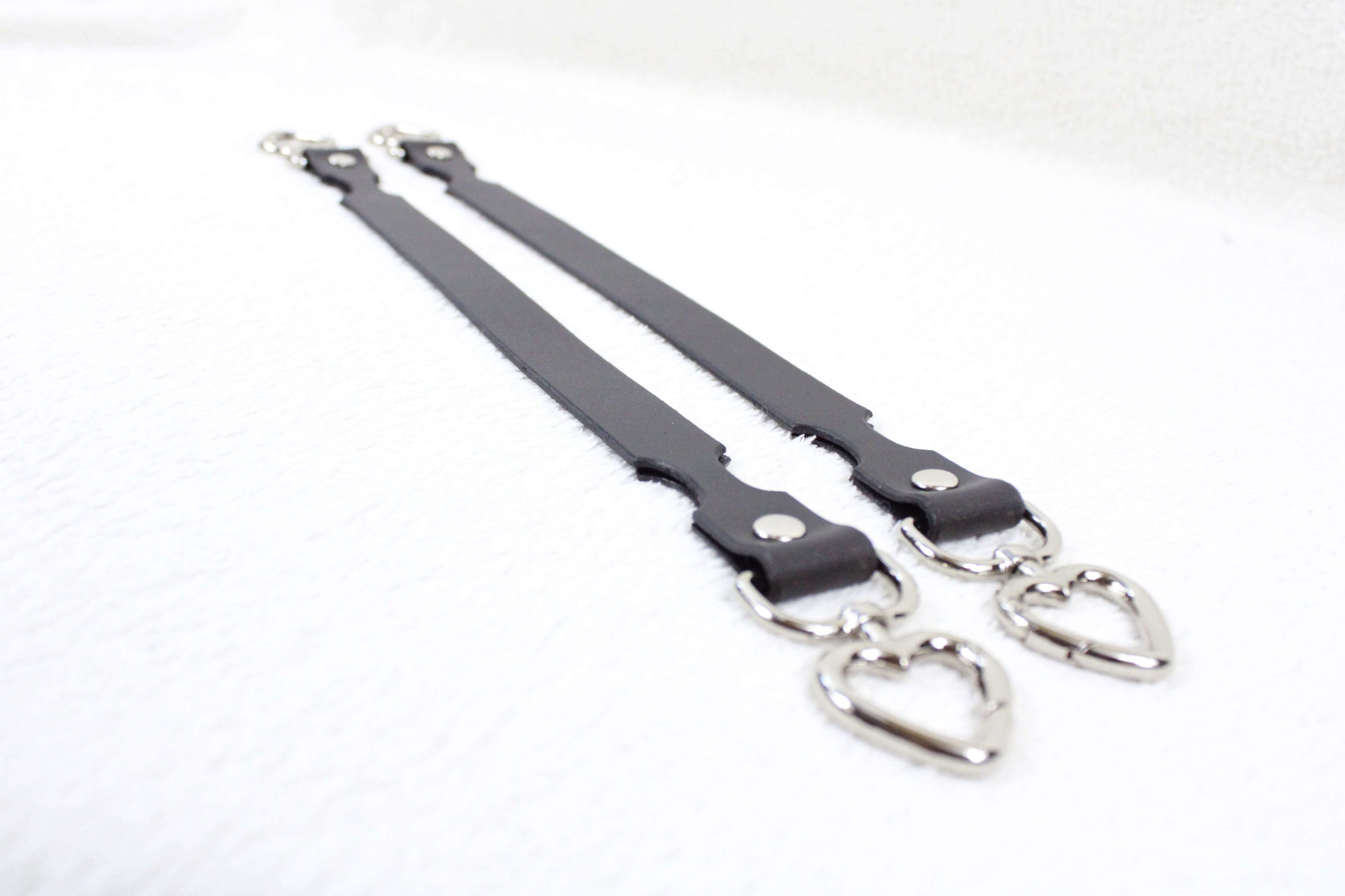 BDSM Restraint Connector Set Marble Brown Leather with Heart Rings
