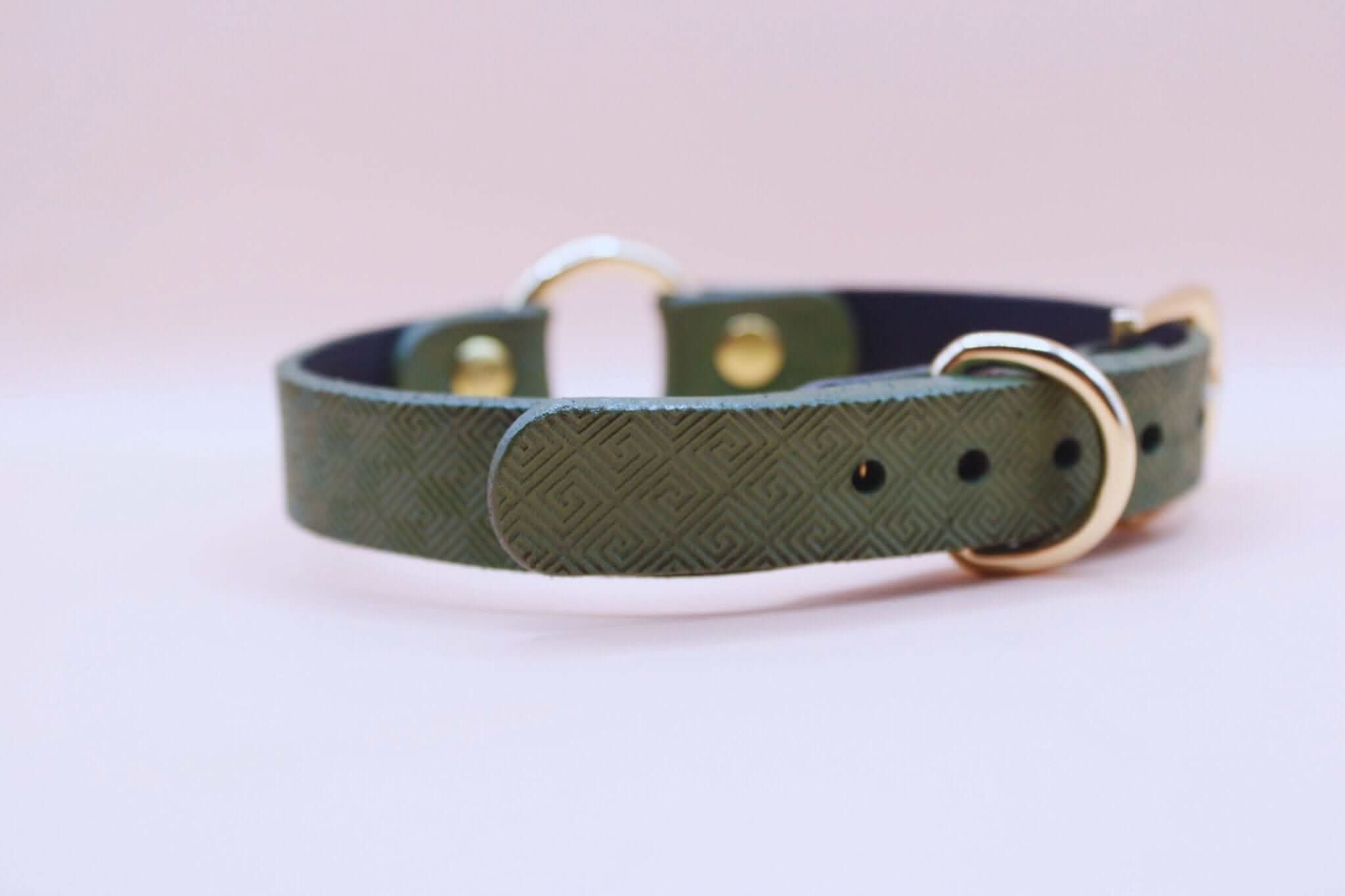 Discreet day collar leather choker with gold hardware, perfect for submissive jewelry and BDSM elegance.