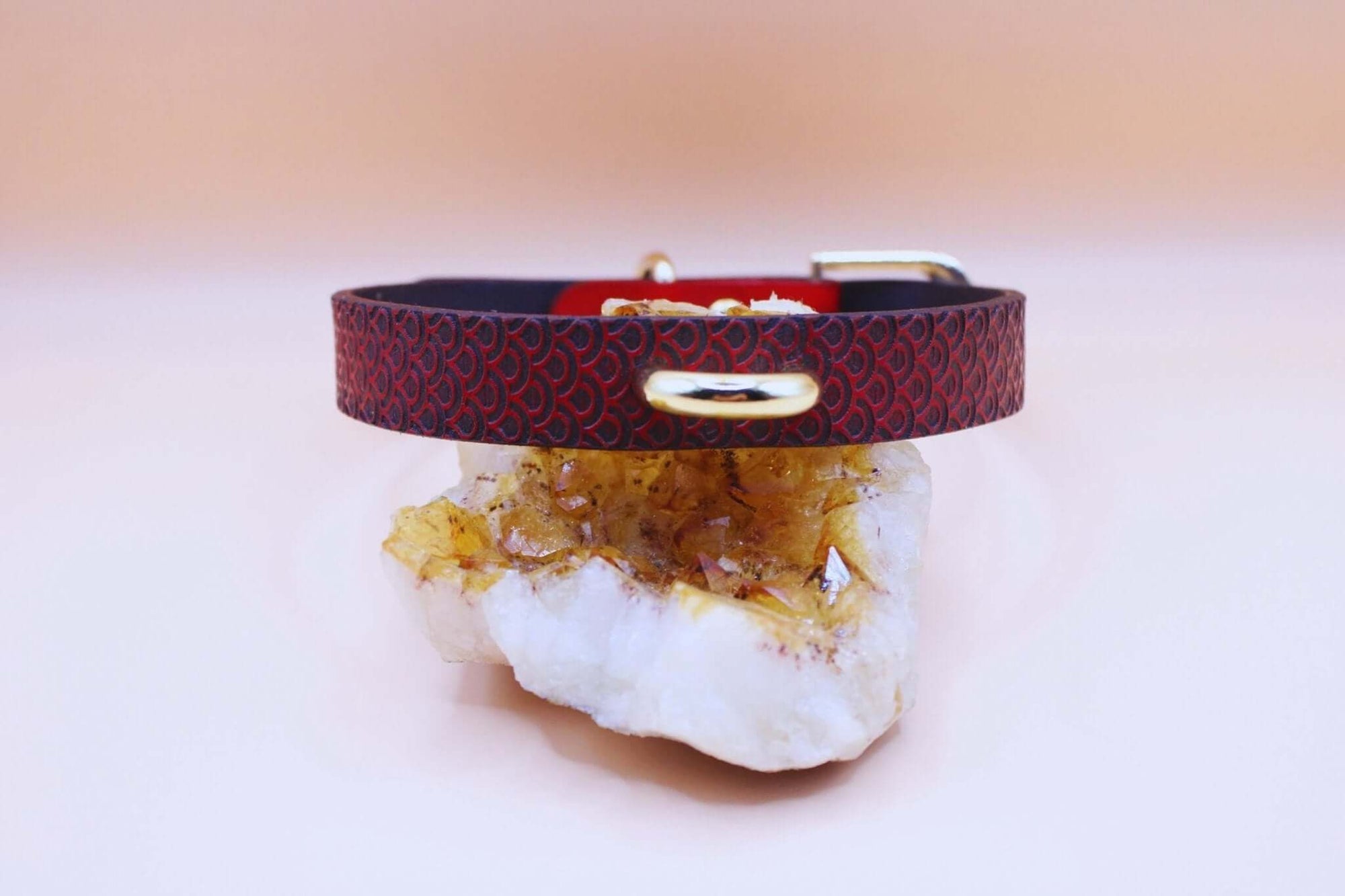 Discreet red leather choker collar with unique texture, perfect for BDSM, submissive jewelry, and daily wear.