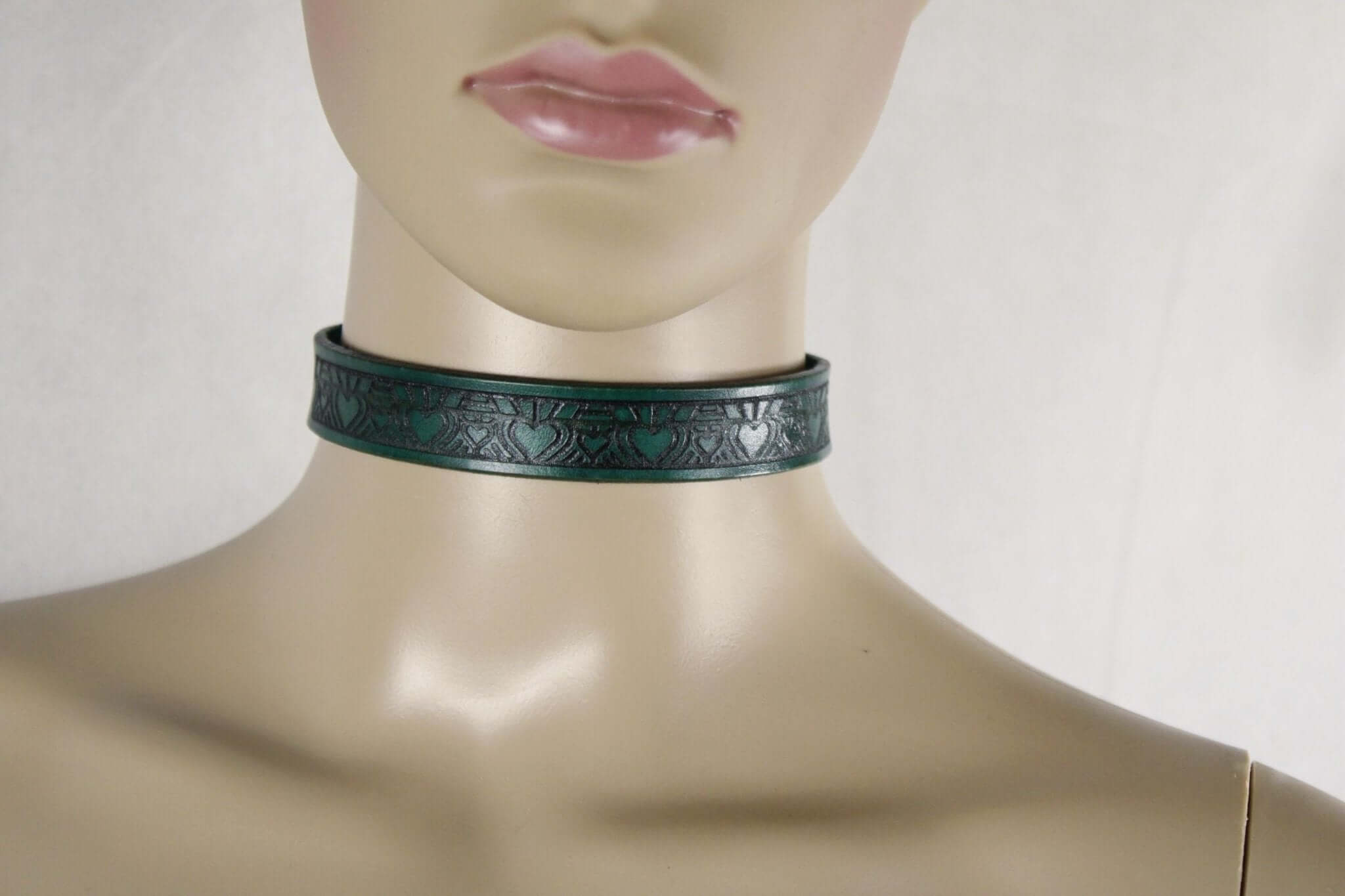 Elegant leather submissive day collar showcasing intricate design, perfect for discreet BDSM and everyday wear.