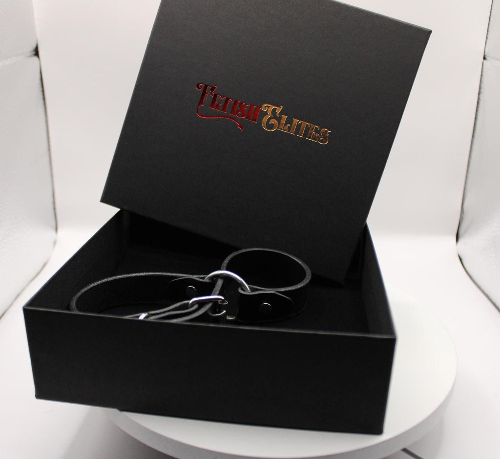 BDSM Leather Handcuffs Black Adjustable Bondage Wrist Cuffs