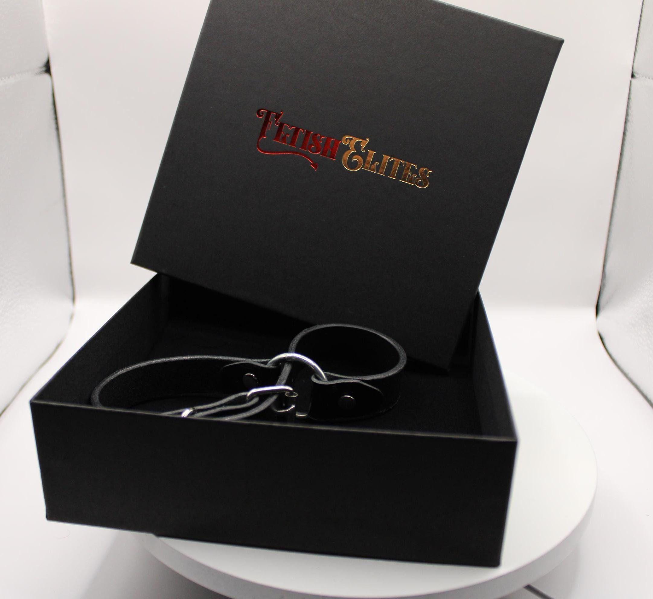 BDSM Leather Handcuffs Black Adjustable Bondage Wrist Cuffs