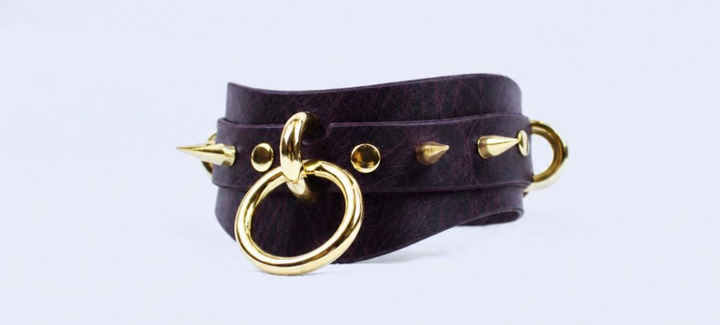 Handmade Leather Submissive Collar – Leather Spiked Strap Men Dom