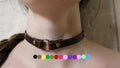 Handcrafted leather O-ring choker collar for alternative fashion, perfect for bdsm, submissive jewelry, and bondage attire.