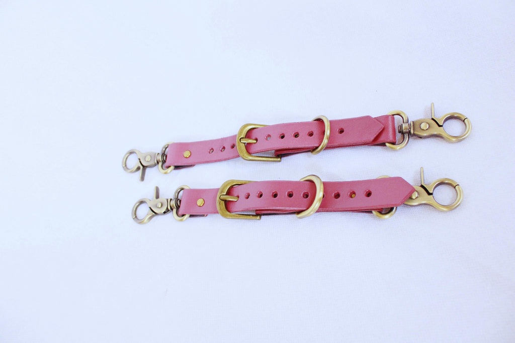 Mauve Adjustable BDSM Connector – Handmade Leather Restraint Strap with Brass Hardware