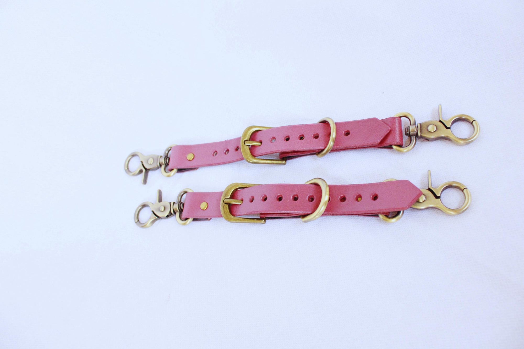Mauve Adjustable BDSM Connector – Handmade Leather Restraint Strap with Brass Hardware