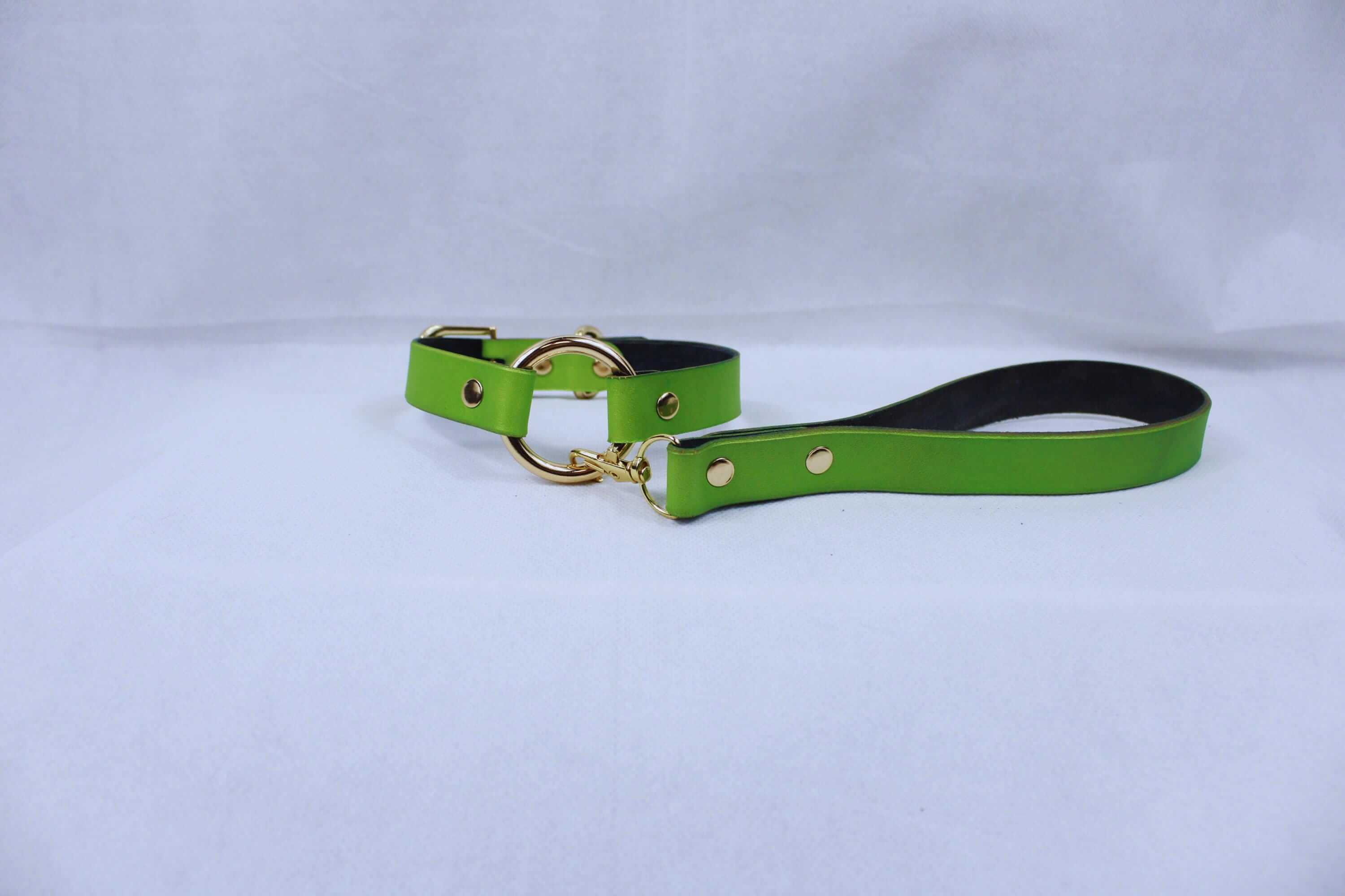 Elegant pearl green submissive day collar with gold hardware, perfect for discreet BDSM jewelry and dom sub gifts.