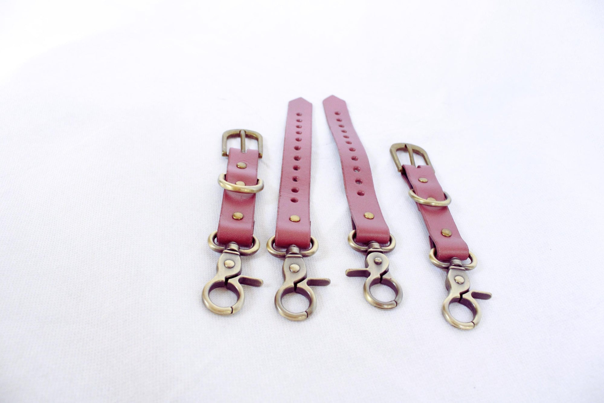 Mauve Adjustable BDSM Connector – Handmade Leather Restraint Strap with Brass Hardware