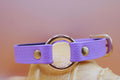 Elegant handmade lilac submissive collar with gold hardware, perfect for everyday wear or special moments in BDSM.