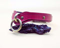 Magenta leather BDSM collar with O-ring, perfect as a submissive collar or discreet day collar for bold style.