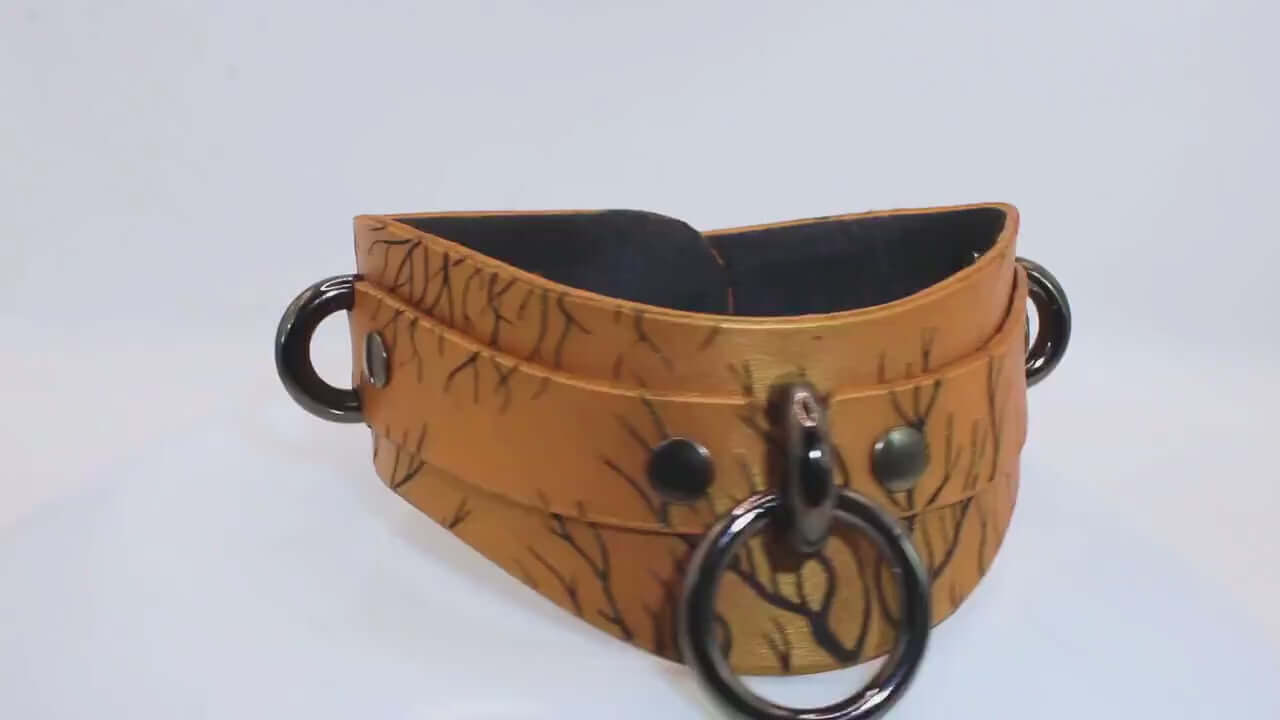 BDSM collar featuring a unique nature-inspired design, perfect for daily wear by modern submissives.
