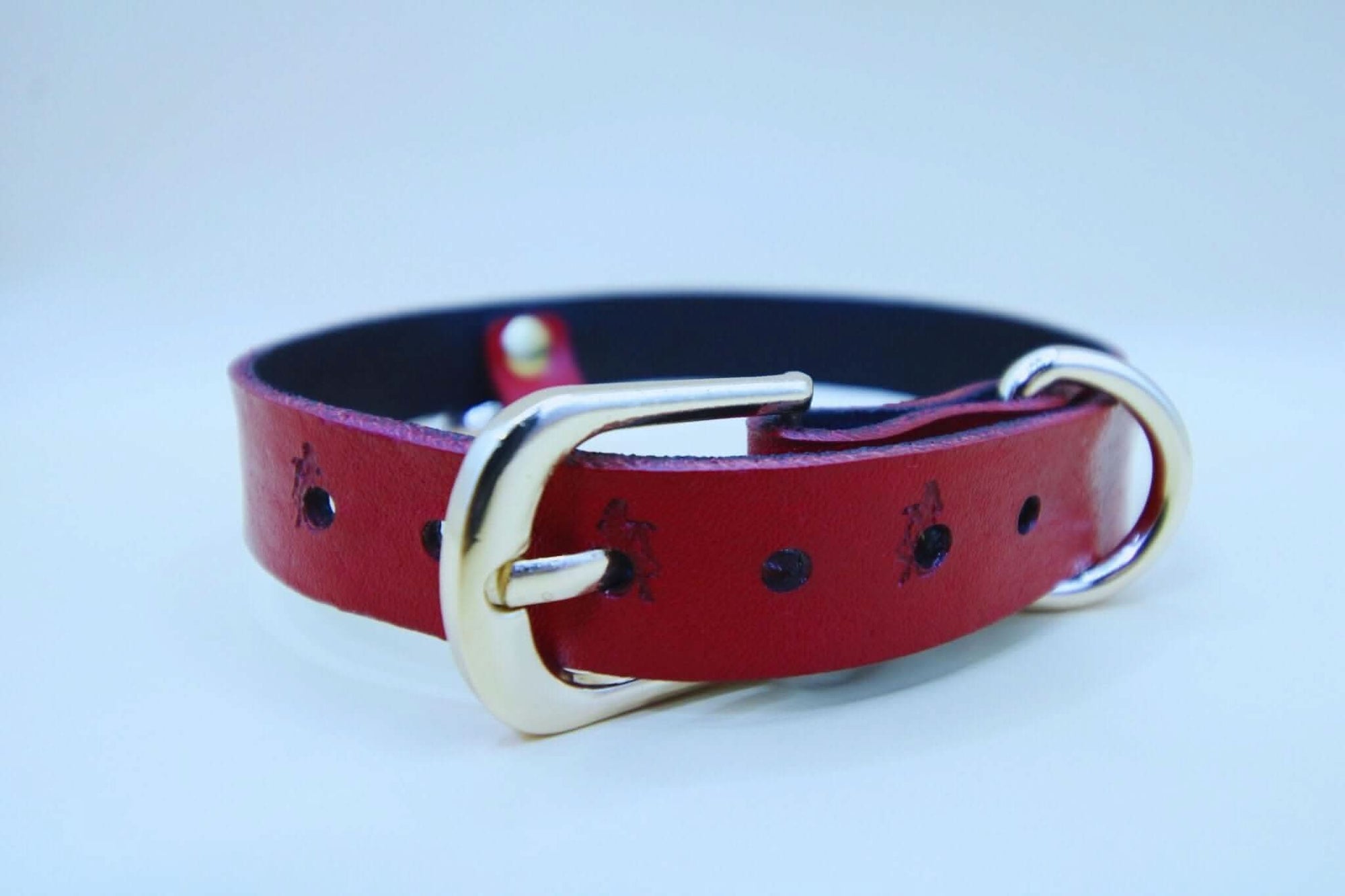 Handcrafted red BDSM collar with O-ring, perfect for submissive jewelry and discreet day wear.