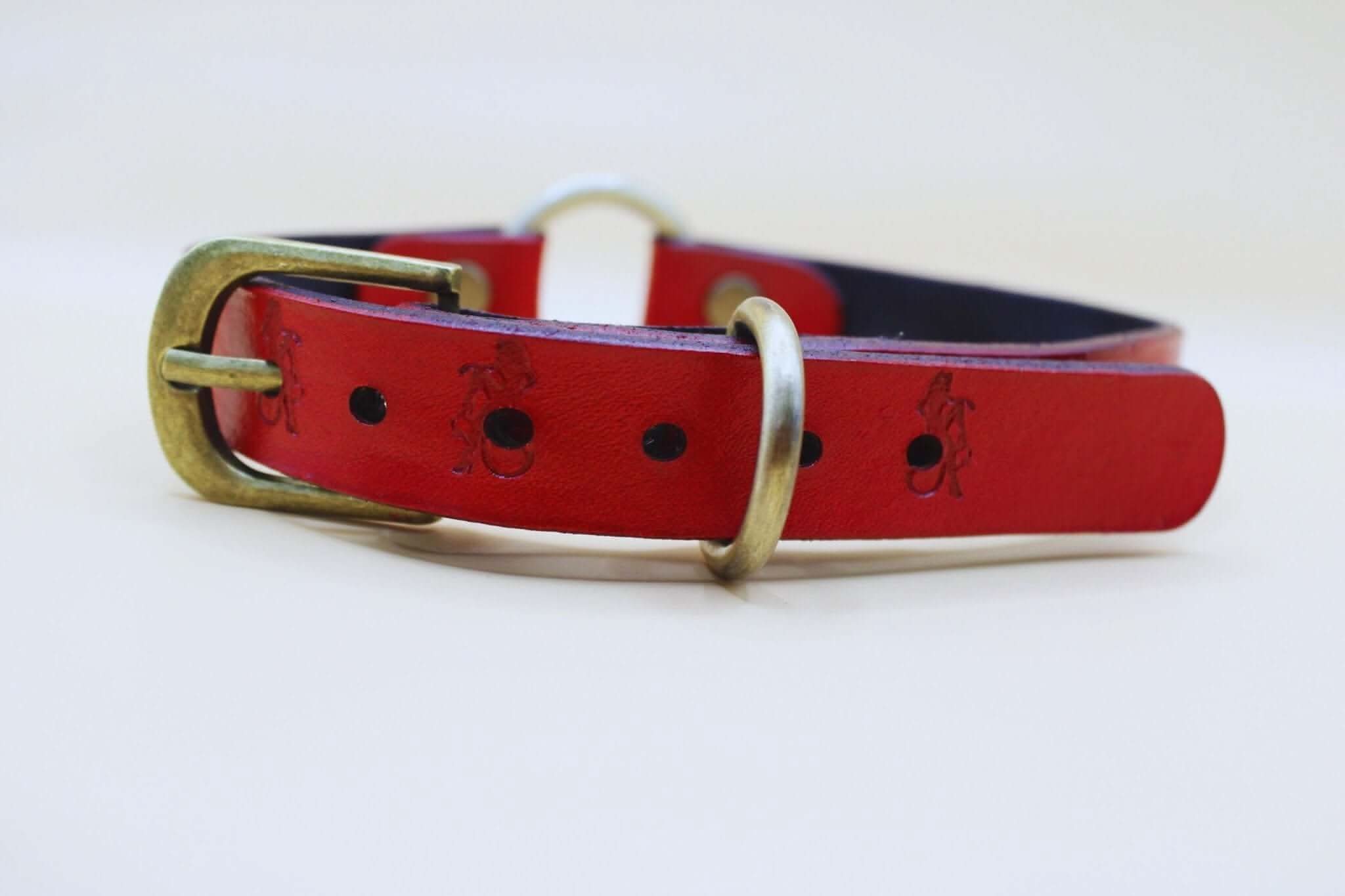 Elegant red leather submissive collar with embossed design, perfect for bondage and everyday wear.