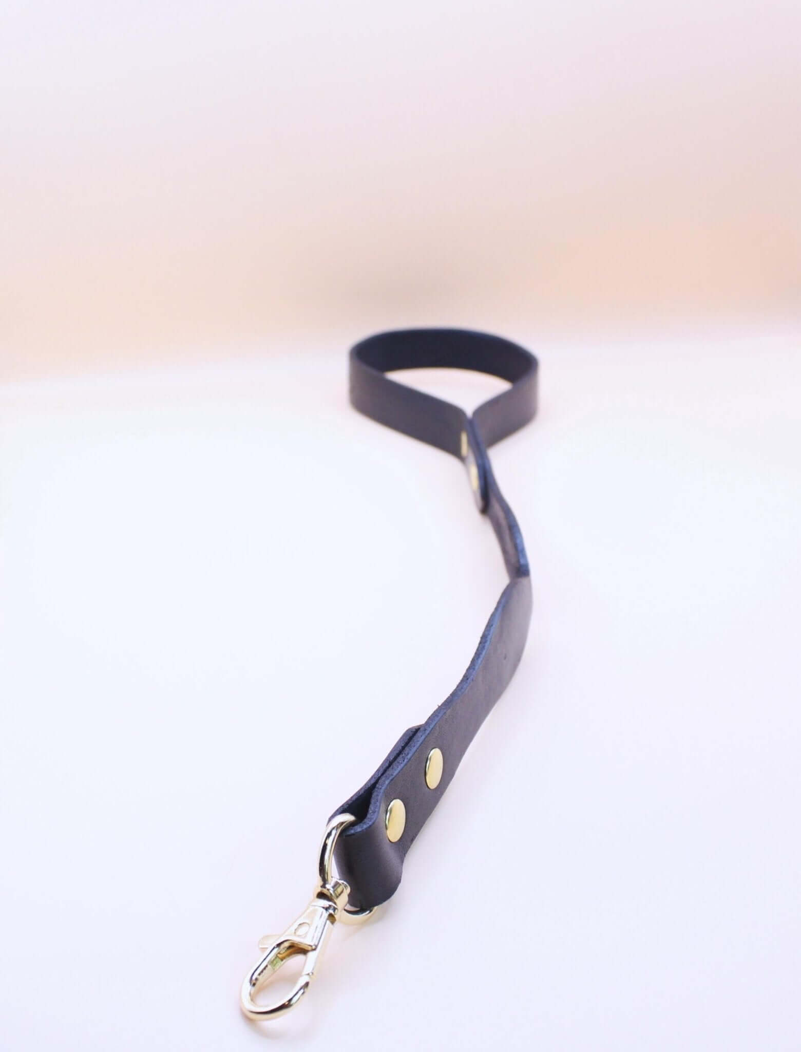 Short leather BDSM leash 'Daddy' with premium grip, ideal for submissive dynamics and bondage play.